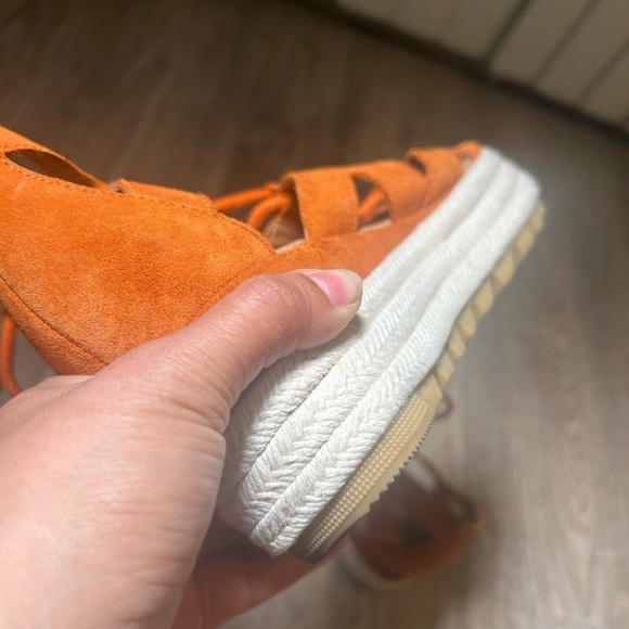 Sorel Cameron Flatform Lace Sandals Women's Size: 6 Orange Lace-Up Sandals - Picture 8 of 15